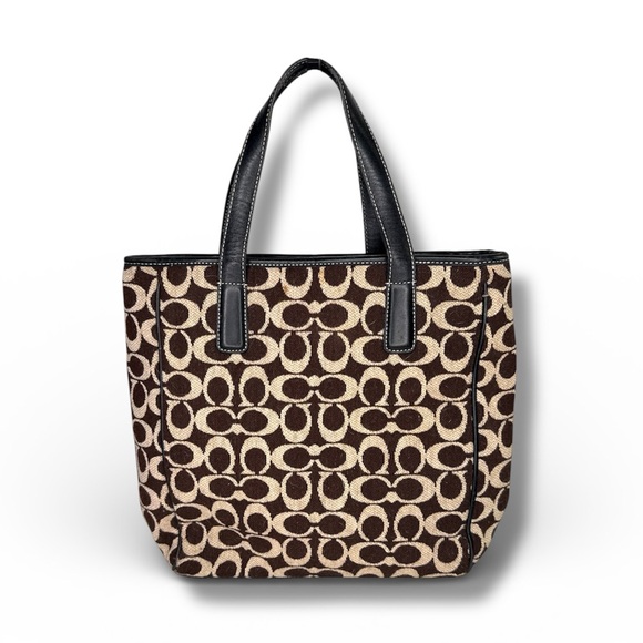 Coach Handbags - Coach vintage Signature Wool Tote E0J-8131 rare handbag purse top handle logo
